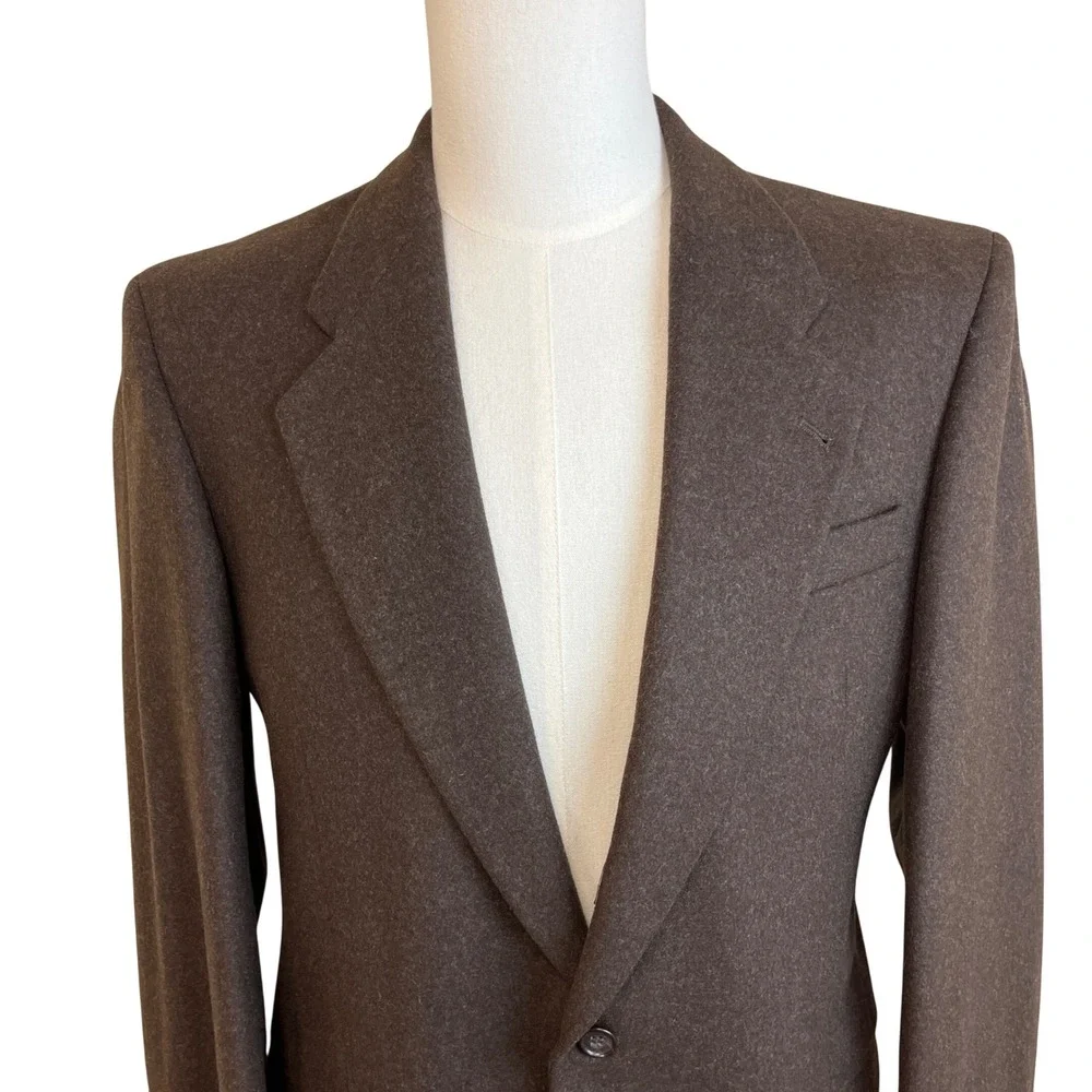 MARK ALEXANDER Dark Brown Cashmere Blazer Jacket Coat‎ Sz 39 L Heritage Luxury